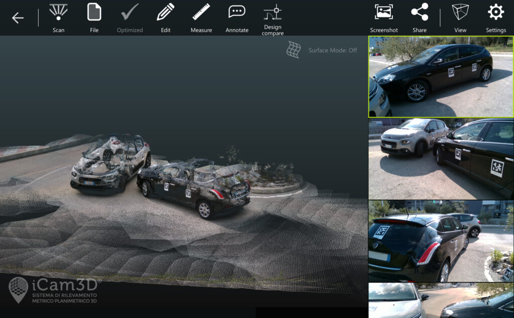 icam3d sistema metrico, planimetrico e fotografico di accertamento tridimensionale dell'incidente stradale